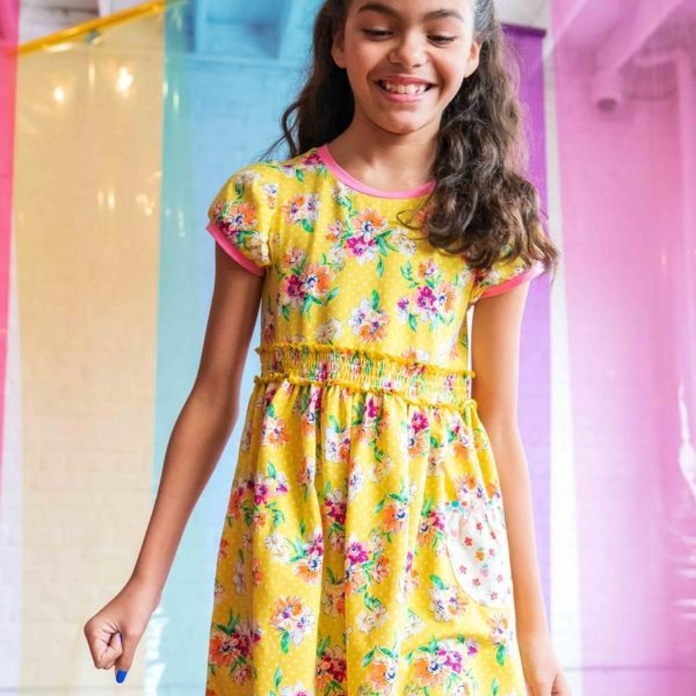 Wildflowers Clothing Sz 4 Lovebird Betty Dress La La Land Yellow Floral #2281